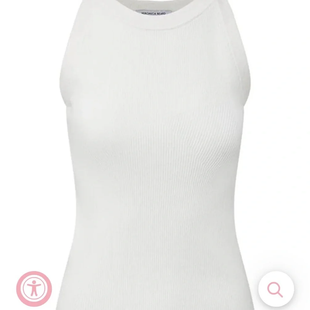 Veronica Beard White Ribbed Halter Tank Top - Picture 1 of 6